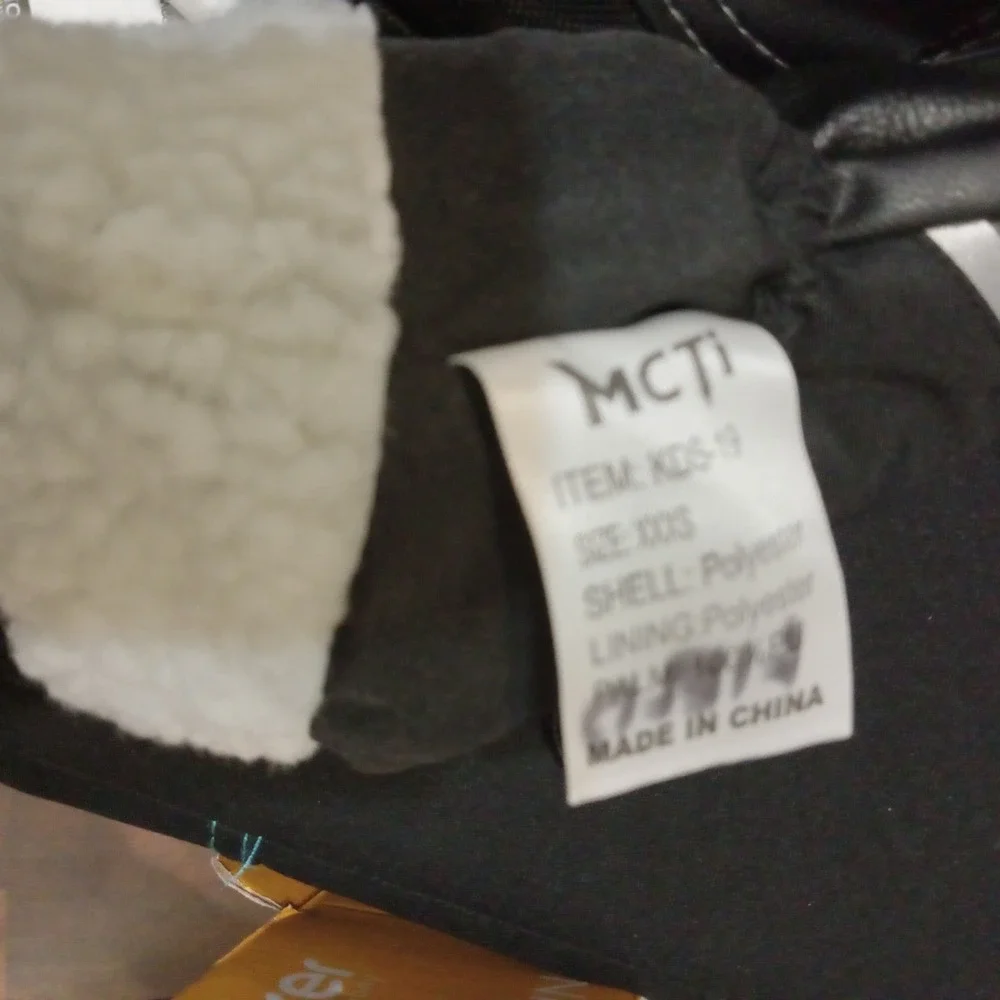 MCTI Kids Winter Mittens Black Fleece Lined Waterproof Insulated KDS-19 XXXS